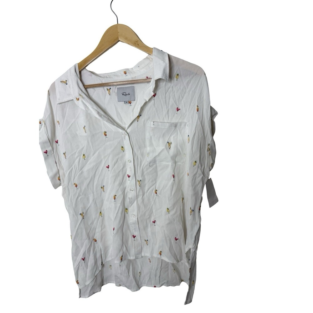 Rails Whitney ivory cocktail hour top sz XL short sleeve button front new